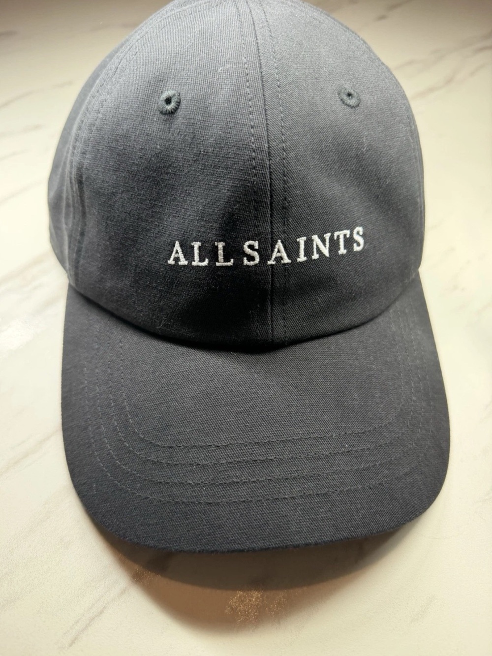 ALLSAINTS Script Logo 6 Panel Baseball Cap Black- New With Tags
